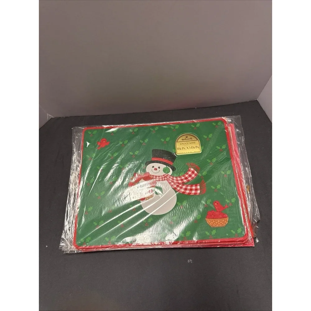 Vintage Hallmark Christmas Paper Placemats(16)Snowman Cardinal NIP 11.25
